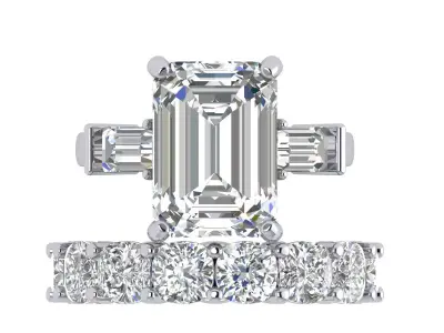 3-stone Emerald With Cushion Band Ring 3D print model