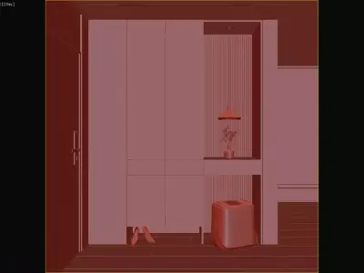 Modern Entryway Storage Cabinet with Built-In Bench 3D model