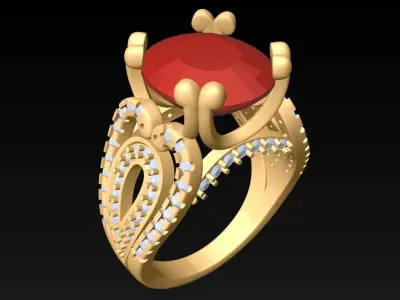 Oval Stone Ring - Womens Rings - GN277 3D print model