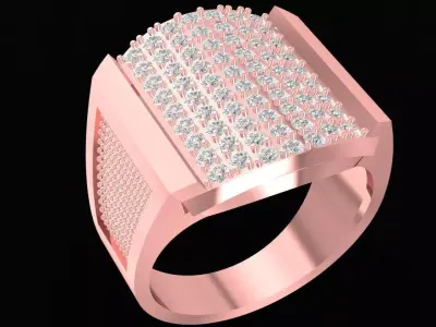 Luxury Square Diamond Ring for Men 2894 3D print model