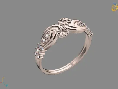 Womens Diamond Signet Ring Women Rings 3dmodels 3D print model 3D print model 47