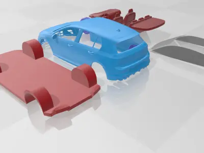 Volkswagen Golf R 2025 - Separate Parts STL Model 3D print model