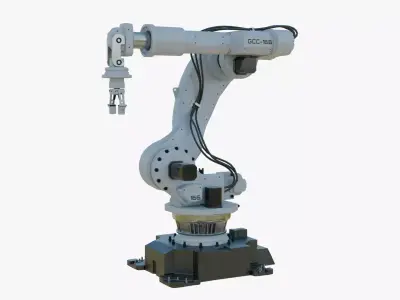 Industrial Robot Arm White Clean Low-poly 3D model