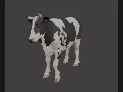 Rigged Holstein Friesian Cow 3D Model 3D model