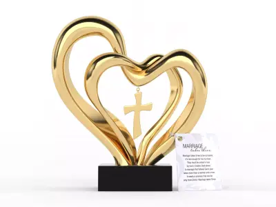 Double Heart Wedding Cross 3D model