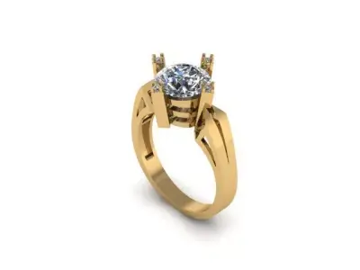 big stone solitaire ring 3D print model