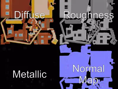 Classic Brick Church model pack Low-poly 3D model