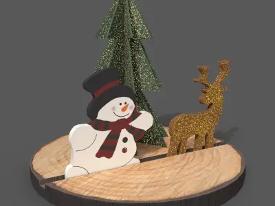 Christmas Decor Christmas tree  deer  snowman 3D model