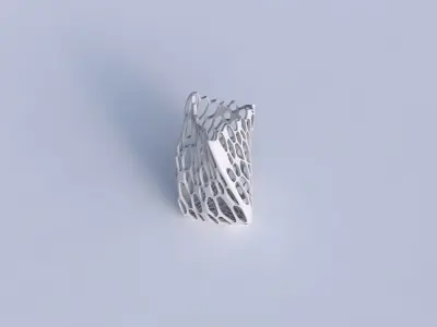 Vase twist curved tipping triangle 2 with cracked organic lat... 3D print model