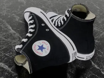 CONVERSE 3D SHOES - BLACK HIGH 2 Low-poly 3D model