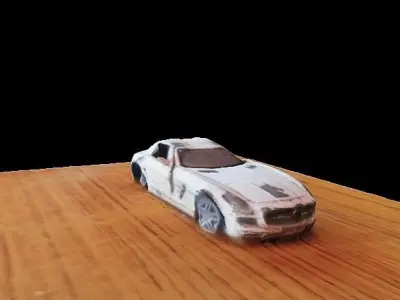 Damaged mercedes car Low-poly 3D model