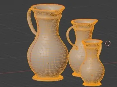 Vase model 3D three vases Free 3D model
