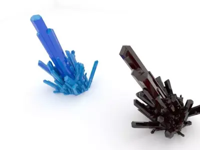 Crystal pair of crystals Low-poly 3D model