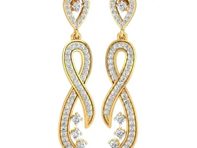 Women Earrings 3dm STL OBJ FBX Render Details 3D print model 3