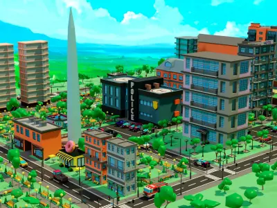 Low poly city Low-poly 3D model