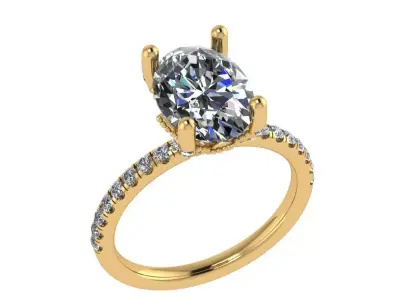 Oval cut solitaire diamond ring 3D print model
