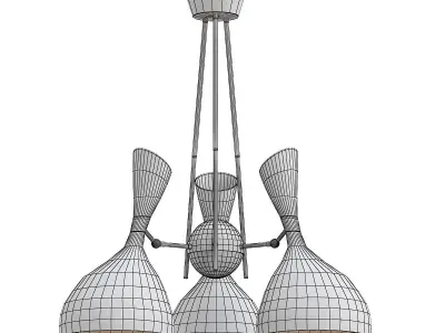 trumpet01 three light chandelier gold 3D model