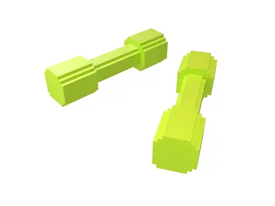 Voxel Style DumbBell v1 005 Low-poly 3D model