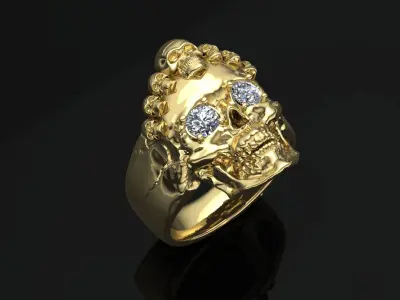 Diamond Skull Ring 3D Model 3D print model