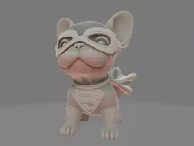 Superhero French Bulldog Puppy 3D print model