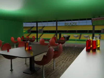 Brazil Football Stadium and Interiors Low-poly 3D model
