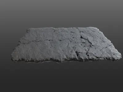 Rectangular black stone plate with golden finishes Low-poly 3D model