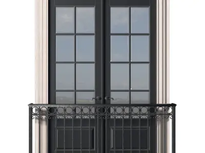 Classical facade window with a French balcony 3D model
