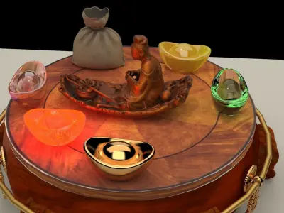 Chinese wooden boat 3D model purchase