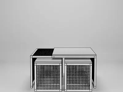 Coffee Table Set 100 x 100 x 50  Low-poly 3D model