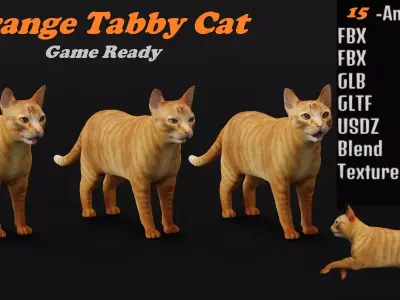 Ginger Tabby Cat Low-poly 3D model