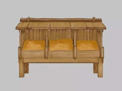 Wooden Bird Feeder Station Low-poly 3D model