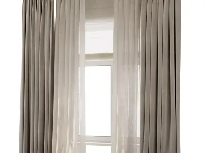 Curtains with Roman blinds 47 Low-poly 3D model