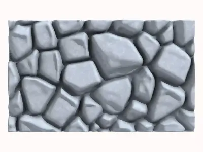 Stacked River Rock Wall Kitbash 3D model