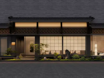 Modern Chinese Tea Room  Living Room  Bar   Healing  Area   Low-poly 3D model