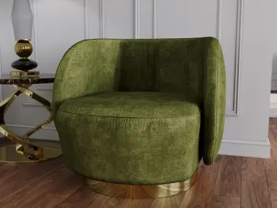 Lady VDoge armchair with pouf by Villari 3D model