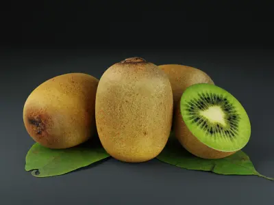 Fresh Kiwi Low-poly 3D model