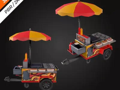 Hotdog Car Low-poly 3D model