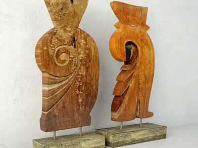 Carved Old Teak Deco 3D model