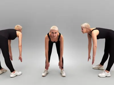 Mature woman doing forward bends 393 Low-poly 3D model