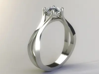 women ring solitaire 3D print model