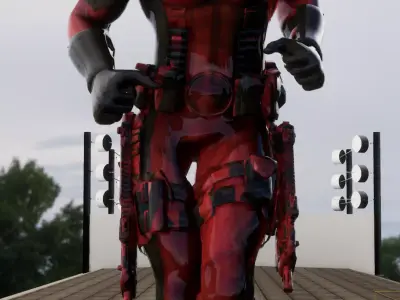 Super Hero Deadpool  3d character  Running animation  3D model