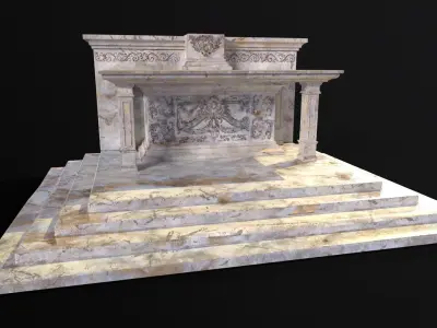 Carved Marble Altar Low-poly 3D model