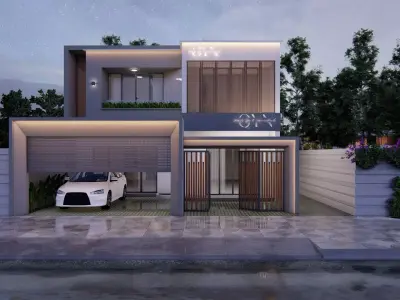 HOUSE modern with car parked 3D model