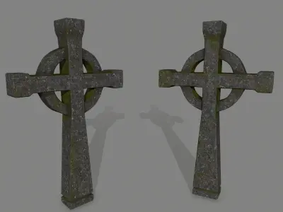 tombstone set two tombstones Low-poly 3D model