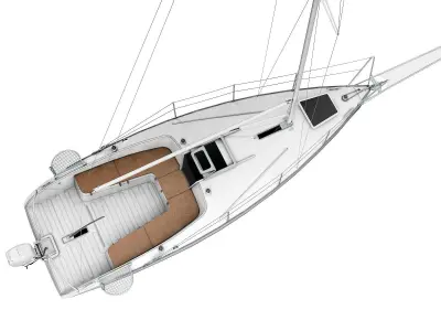 Small Sail Yacht White 3D model