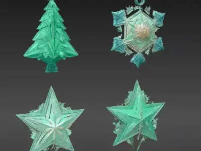 Modular Ornament Set 3D Model Bundle Festive Decorations Low-poly 3D model