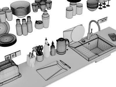 Kitchen Decor Island BLENDER 3D Model Cycles 3D model