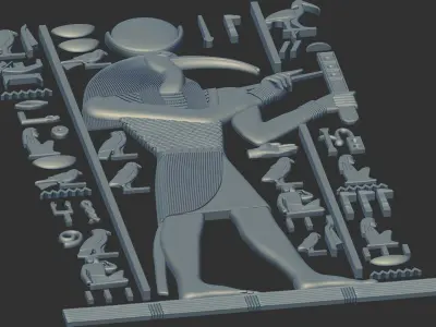 Thoth Egyptian God 3d printable relief model cnc 3D print model