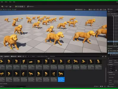 Golden Retriever Puppy Dog Low-poly 3D model