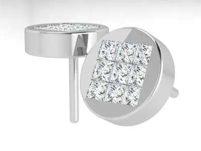 Circle Stud Diamond Earring 4062 3D print model